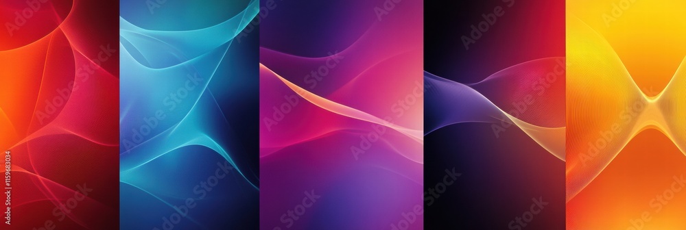 Poster vibrant abstract fractal patterns with smooth flowing lines and rich colors for creative mock up bac