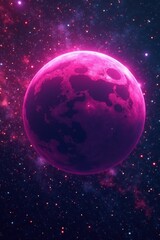 Celestial dust surrounds vibrant magenta planet, gentle glow , magenta, astronomy