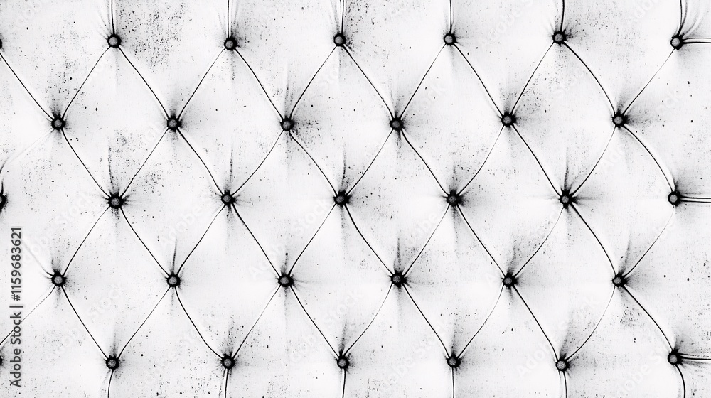 Poster textured close-up of an elegant tufted fabric, showcasing intricate patterns in monochrome.