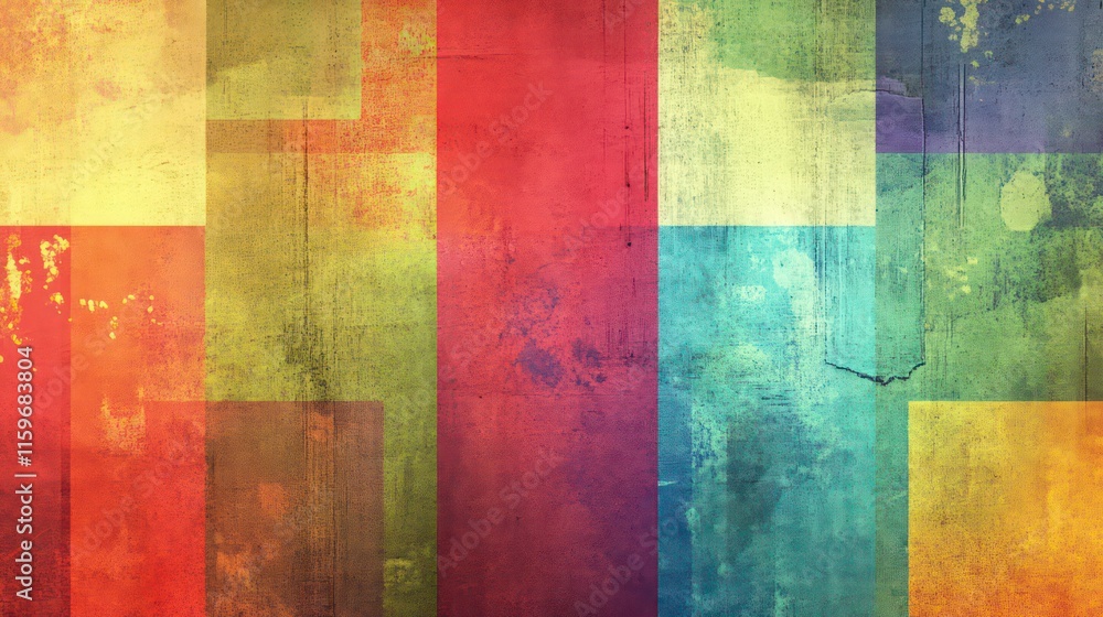 Poster abstract colorful textured background with grunge effect and geometric shapes.