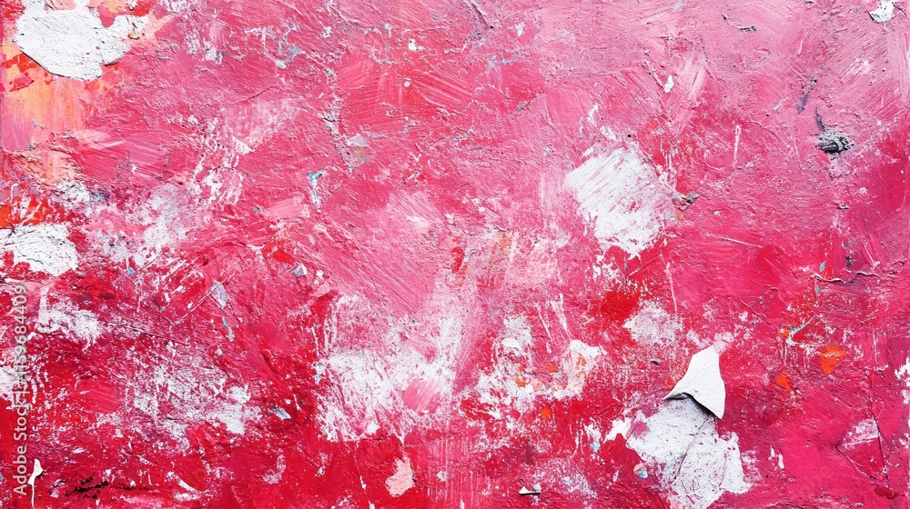 Poster an abstract background featuring an expressive blend of vibrant red hues with textured layers and ac