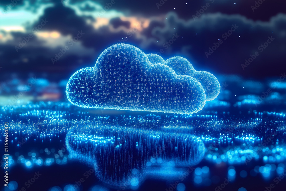 Wall mural a cloud computing concept with a city in the background