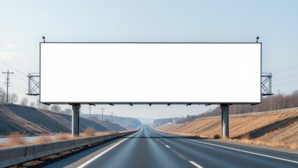 Obraz premium Empty billboard on a highway, ideal for showcasing large-scale advertisements and banner promotions.