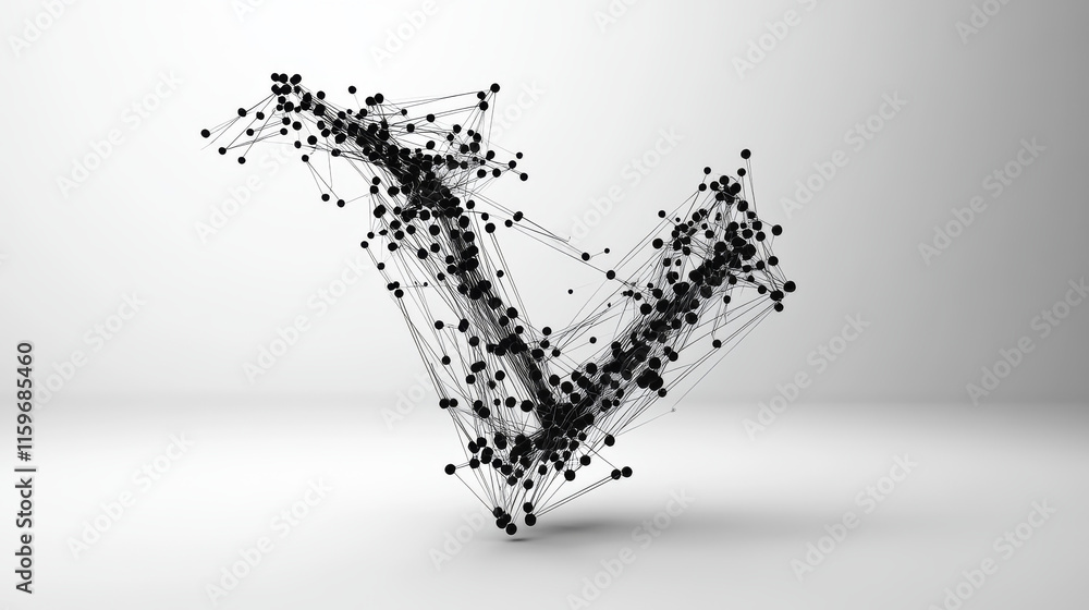 Poster hologram check mark. check mark made of polygons, triangles, dots, and lines. low-poly check mark st