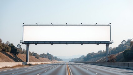 Obraz premium Large empty billboard along the highway with a clean white background, perfect for custom ads and banner designs.