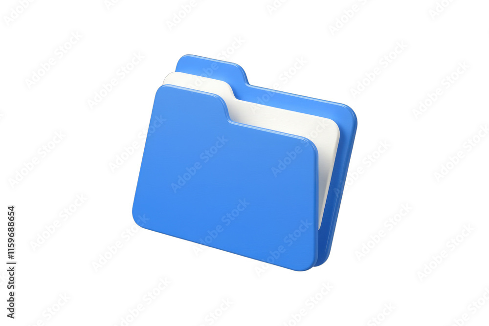 Leinwandbilder A 3D rendering of a blue folder icon, symbolizing digital organization and storage. background removed