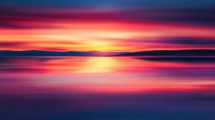 Fototapeta premium Vibrant Sunset Over Horizon with Soft Light Effects