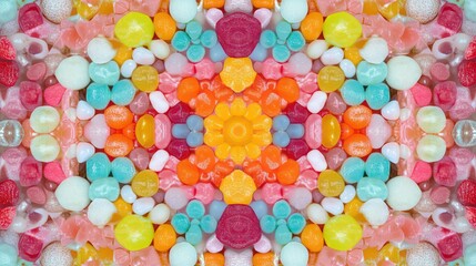 Colorful candy kaleidoscope pattern background.