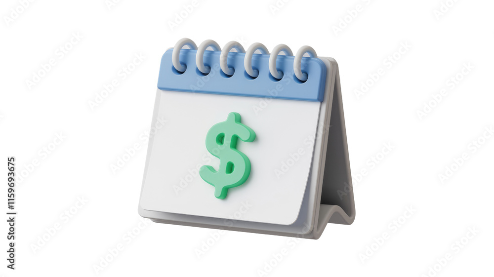 Poster 3d rendered image of a calendar with a dollar sign, symbolizing financial planning or budgeting. bac