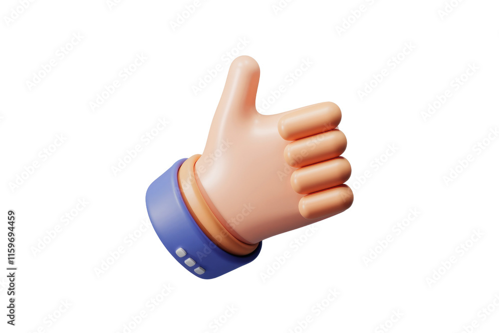 Poster a 3d render of a cartoon hand giving a thumbs-up gesture. background removed