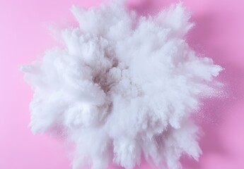 Fototapeta premium 白いパウダーがピンクの背景で爆発的に広がる様子