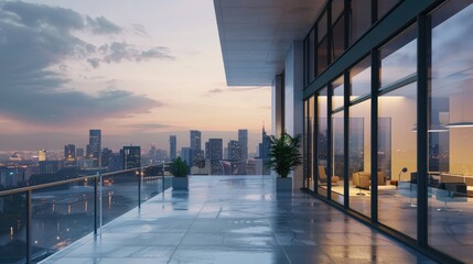 High-rise balcony evening panorama