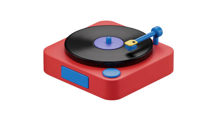 Fototapeta premium Isometric illustration of a retro turntable with a black vinyl record. background removed