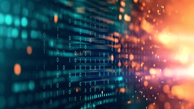 Digital Background with Glowing Binary Code Representing Advanced Technology