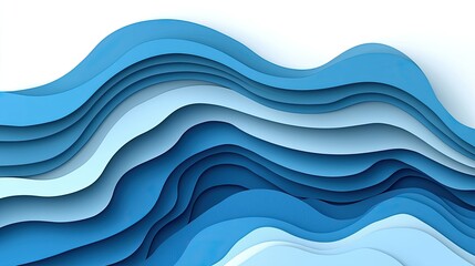 Fototapeta premium Abstract blue layered wave pattern design.