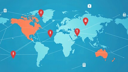 Global healthcare access expansion map visualizing increased accessibility digital graphic informative view
