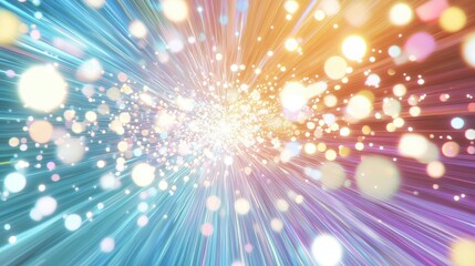 Fototapeta premium Abstract colorful light rays and particles burst.