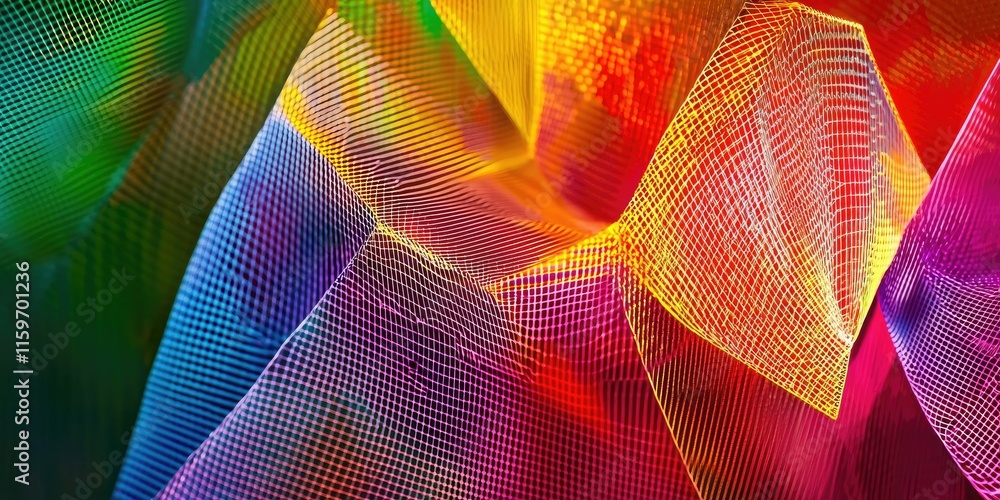 Poster abstract colorful mesh fabric texture background.