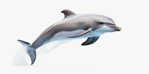 Obraz premium A dolphin leaping out of water in an energetic display.