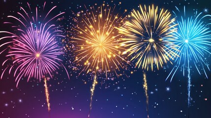 Festive Fireworks Display at Night, Celebration