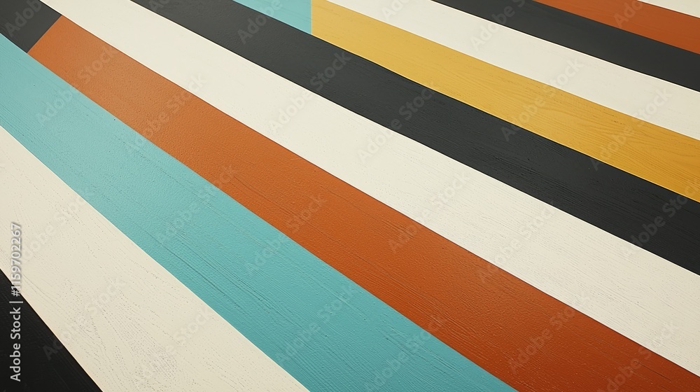 Poster abstract diagonal lines of various colors, creating a vibrant and dynamic pattern.