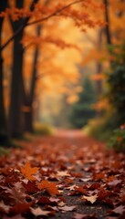 Swirling, muted orange and brown leaves, blurred bokeh effect, foliage, fall, tree