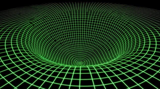 Abstract green grid forming a vortex.