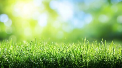 Fototapeta premium Lush Green Grass Against A Bright Sunny Background