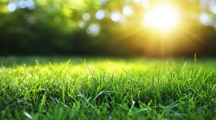 Naklejka premium Sunny Day Green Grass Nature Background