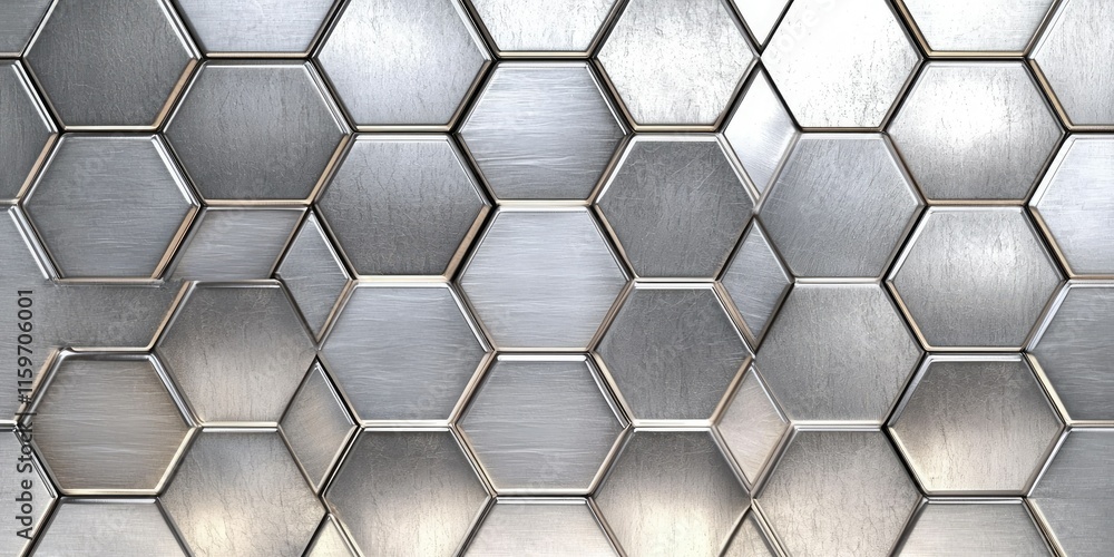 Poster abstract metallic hexagonal pattern background.