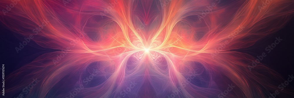 Poster Colorful abstract fractal patterns with vibrant hues and space for text or design mock up. Generative AI