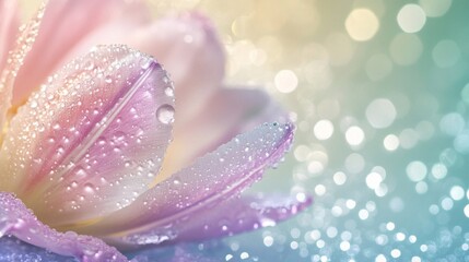Fototapeta premium Dew Kissed Tulip Petal Soft Pastel Hues