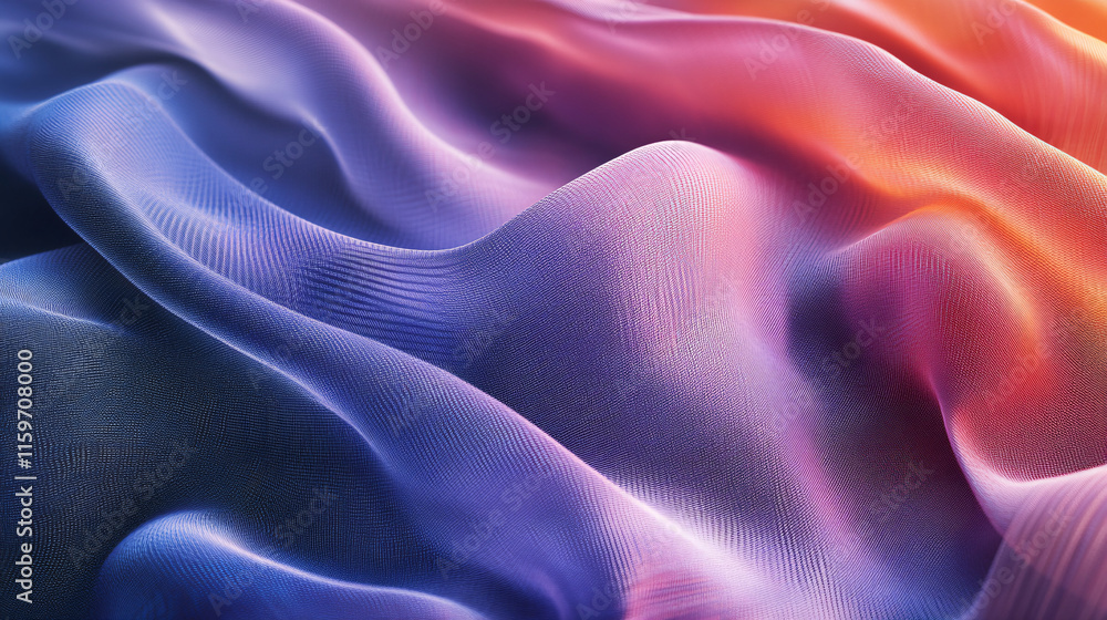 Poster a 3d render of fabric with detailed textures and gradients, coming out of a dtf printer, symbolizing