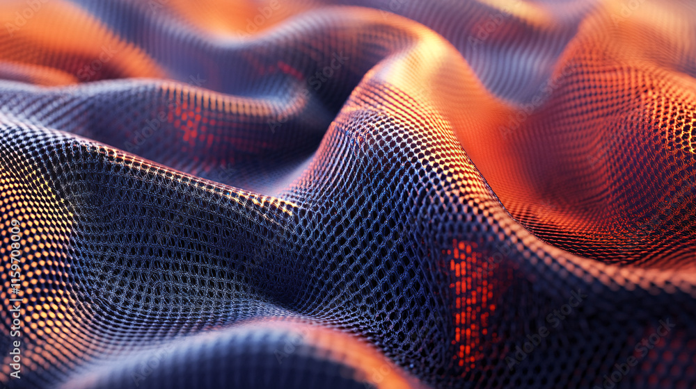 Poster a 3d render of fabric with detailed textures and gradients, coming out of a dtf printer, symbolizing