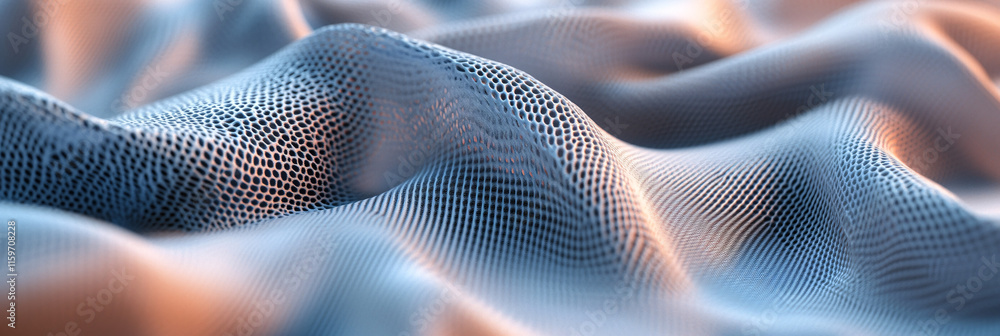 Poster a 3d render of fabric with detailed textures and gradients, coming out of a dtf printer, symbolizing