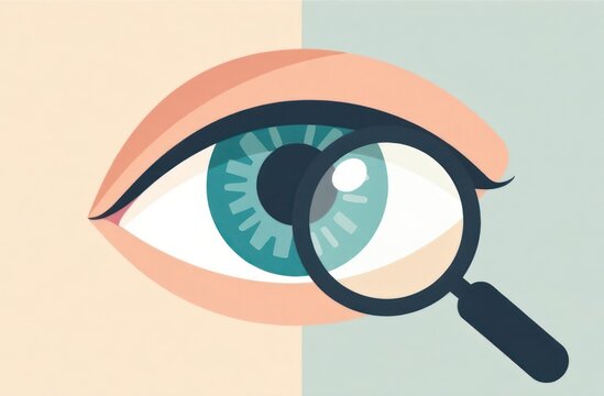 illustration of eye with magnifying glass highlighting blue iris, symbolizing glaucoma awareness. world glaucoma day concept. health campaign. medical poster, educational material.