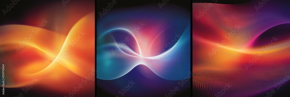 Aufkleber Complex abstract fractal patterns creating vibrant waves of color and energy in a mesmerizing design for creative projects. Generative AI