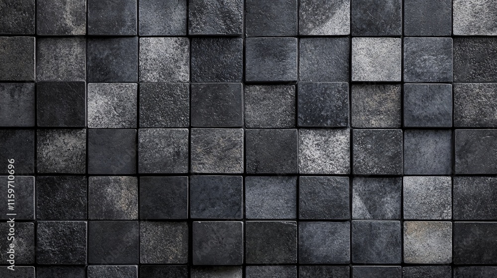 Aufkleber a textured mosaic of dark gray and black tiles, creating a striking visual pattern.