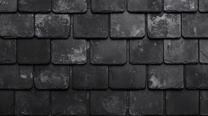 Fototapeta premium Close-up of textured black slate tiles, showcasing a rugged and modern aesthetic.