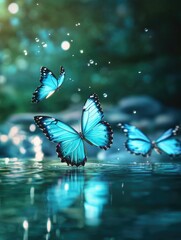 Butterflies in Flight over Water