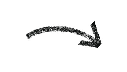 Hand-drawn Black arrow marker isolated on the transparent background, Arrow drawn with black marker on white background