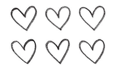Hand-drawn Black pencil heart doodle line. Hand-drawn heart symbol. heart icon isolated on a transparent background.