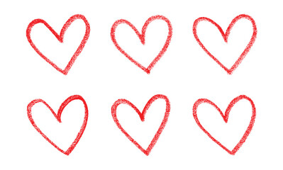Hand-drawn Red pencil heart doodle line. Hand-drawn heart symbol. heart icon isolated on a transparent background.