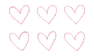Hand-drawn Pink pencil heart doodle line. Hand-drawn heart symbol. heart icon isolated on a transparent background.