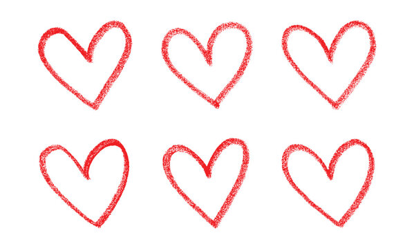 Hand-drawn Red pencil heart doodle line. Hand-drawn heart symbol. heart icon isolated on a transparent background.