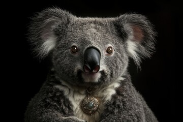 Fototapeta premium Professional closeup koala photo with dramatic lighting on neutral background