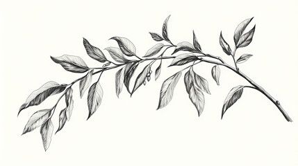 Naklejka premium Weeping willow branch. hand drawn illustration of willow botanical drawing. Willow. Illustration