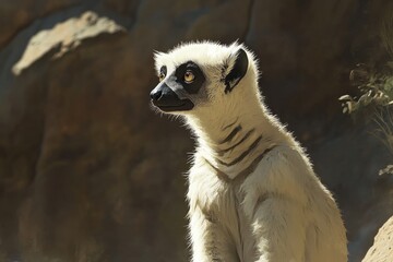 Sifaka lemur portrait in natural setting showcasing fur details