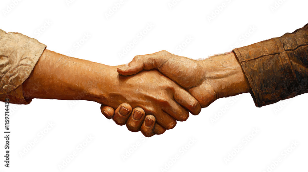 Poster hands shake in a gesture of agreement symbolizing trust and cooperation between two individuals