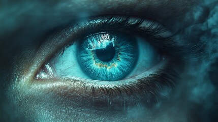 Fototapeta premium A person's eye is shown in a blue color